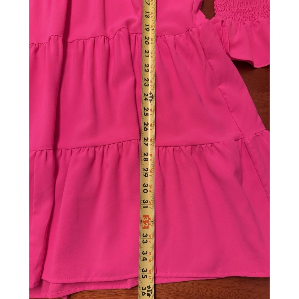 Tuckernuck POMANDER PLACE Kenzo Dress XL Electric Pink Tiered Long Sleeve Shift - Picture 5 of 10